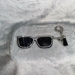 Glamorous Black and Silver Sunglasses Keychain